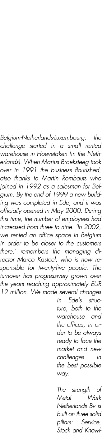 Belgium Netherlands Luxembourg: the challenge started in a small rented warehouse in Hoevelaken (in the Netherlands)....